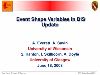 Event Shape Variables in DIS Update
