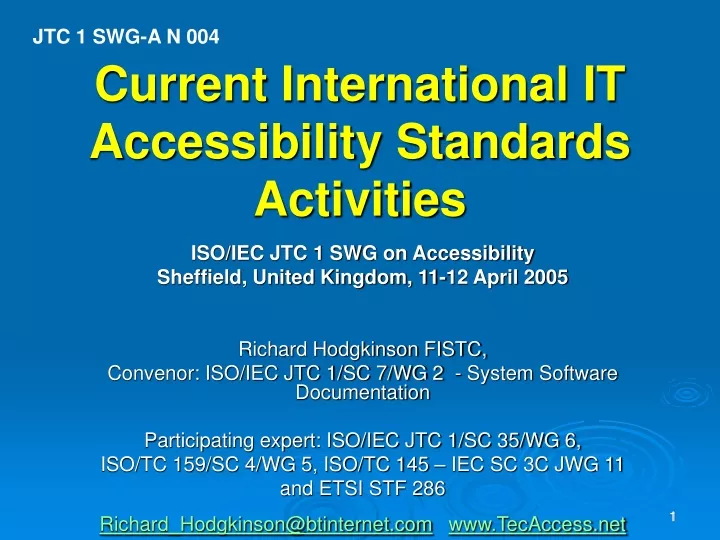 current international it accessibility standards activities
