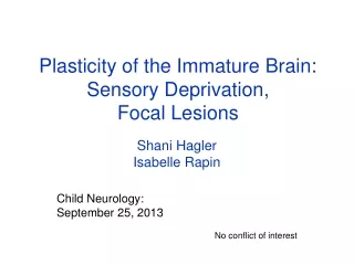 Plasticity of the Immature Brain: Sensory Deprivation,  Focal Lesions