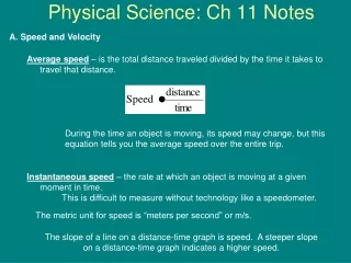 Physical Science: Ch 11 Notes