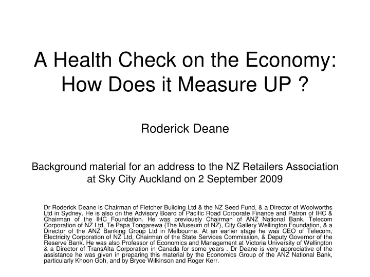a health check on the economy how does it measure
