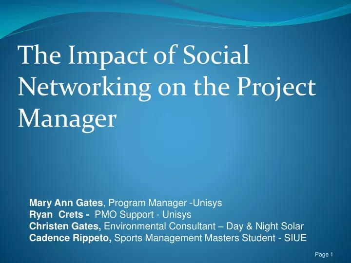 the impact of social networking on the project