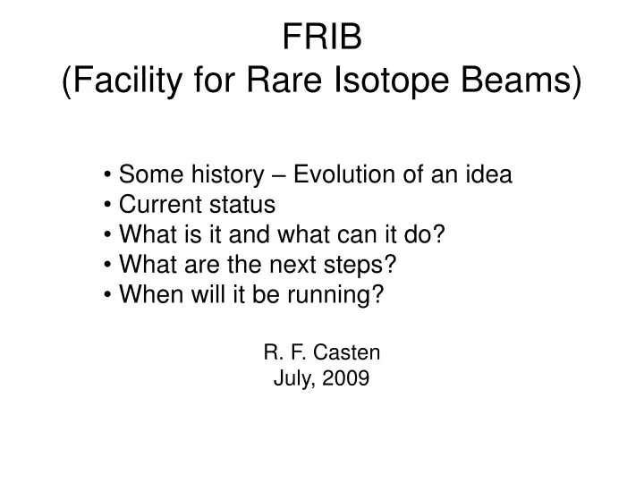 frib facility for rare isotope beams