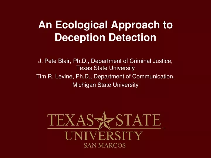 an ecological approach to deception detection