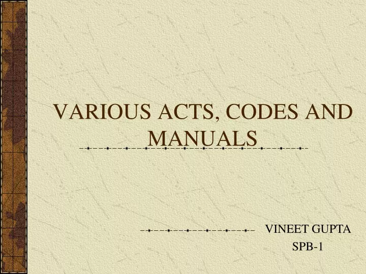 various acts codes and manuals