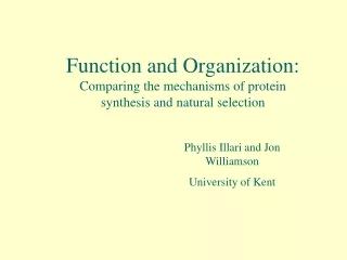 Function and Organization: Comparing the mechanisms of protein synthesis and natural selection