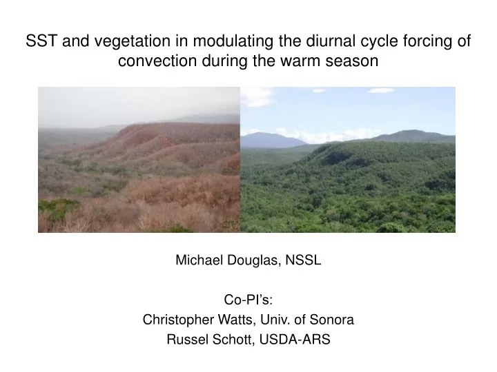 sst and vegetation in modulating the diurnal cycle forcing of convection during the warm season