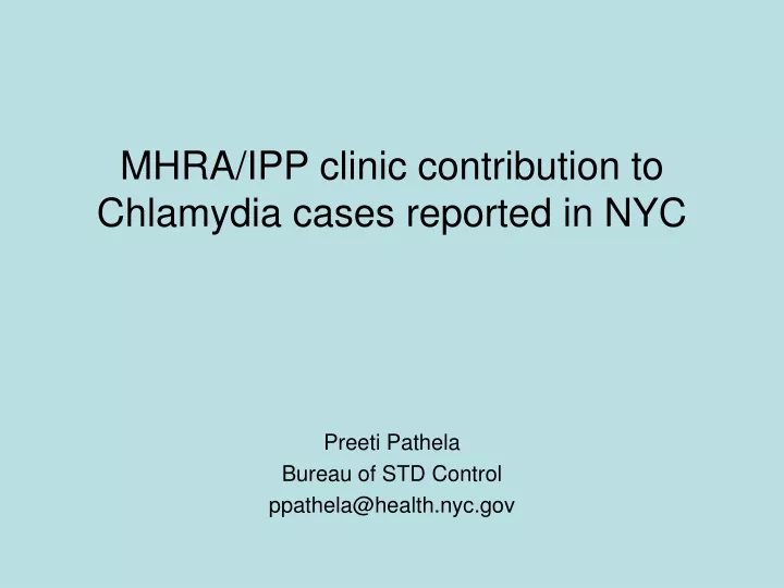 mhra ipp clinic contribution to chlamydia cases