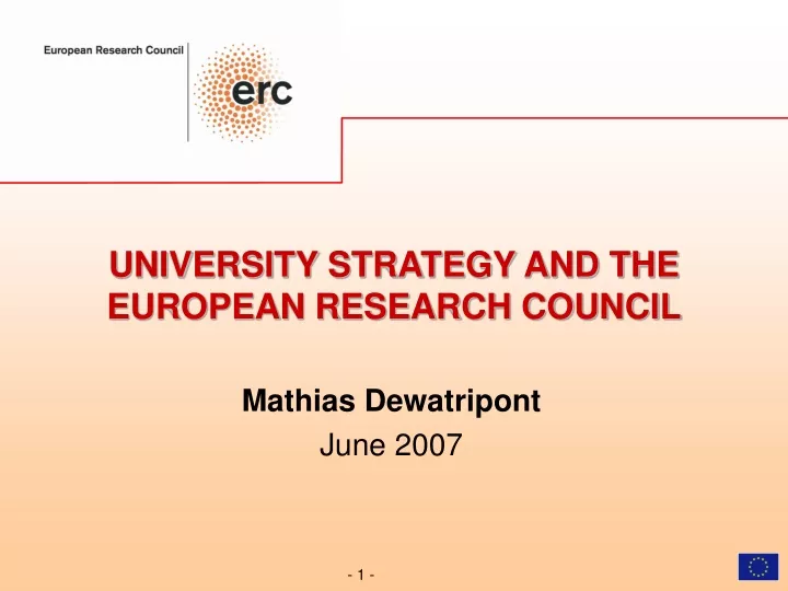 university strategy and the european research council