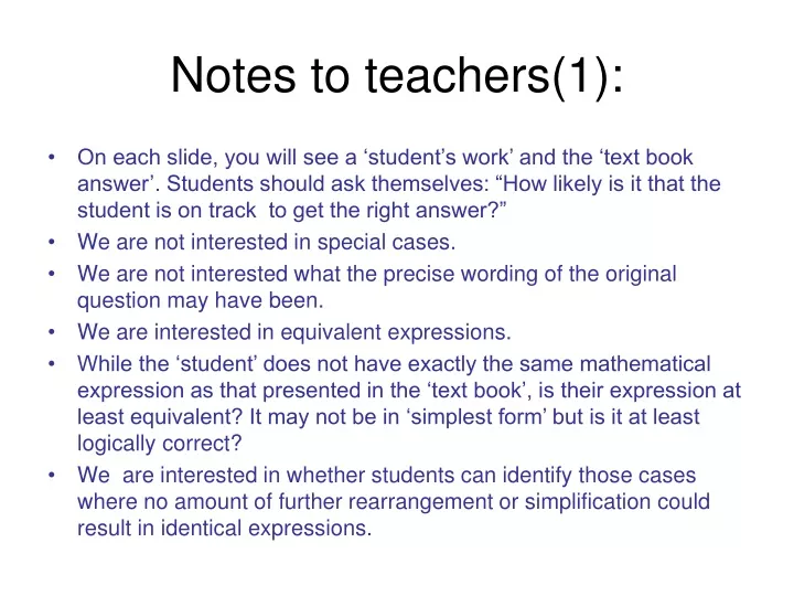 notes to teachers 1