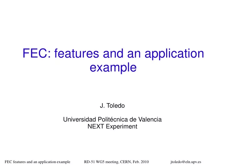 fec features and an application example