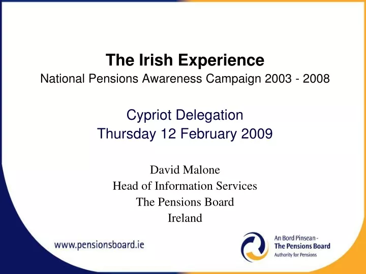the irish experience national pensions awareness