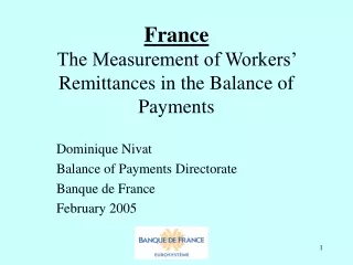 France The Measurement of Workers’ Remittances in the Balance of Payments