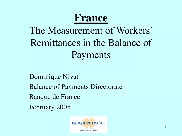 france the measurement of workers remittances in the balance of payments