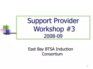 Support Provider  Workshop #3 2008-09