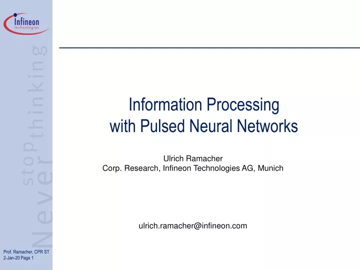 information processing with pulsed neural networks