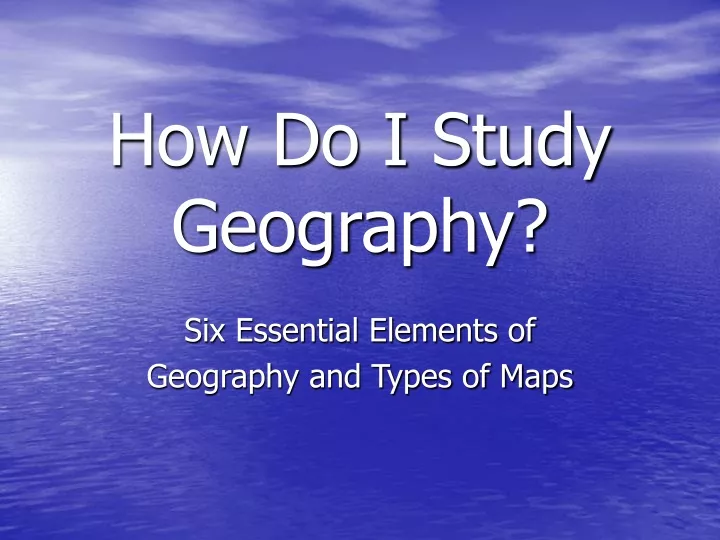 how do i study geography