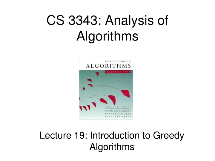 cs 3343 analysis of algorithms