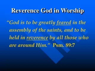 Reverence God in Worship