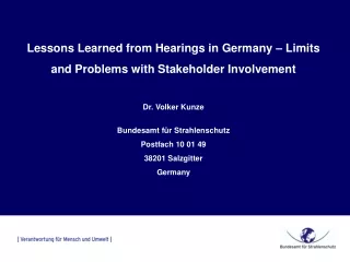 Lessons Learned from Hearings in Germany – Limits and Problems with Stakeholder Involvement
