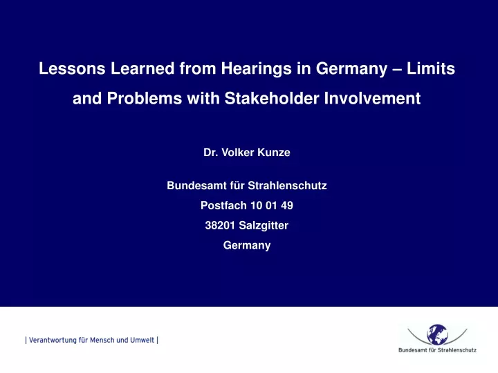 lessons learned from hearings in germany limits