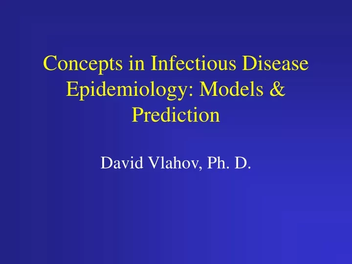 concepts in infectious disease epidemiology models prediction