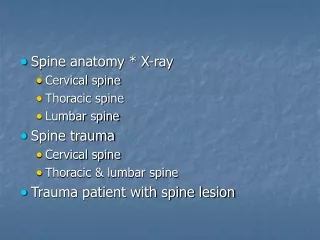 Spine anatomy * X-ray  Cervical spine  Thoracic spine  Lumbar spine  Spine trauma  Cervical spine
