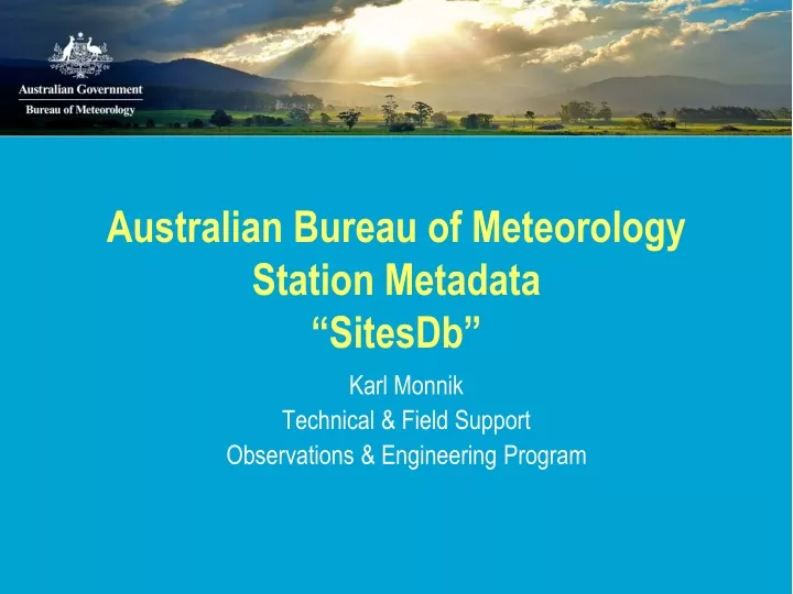 australian bureau of meteorology station metadata sitesdb
