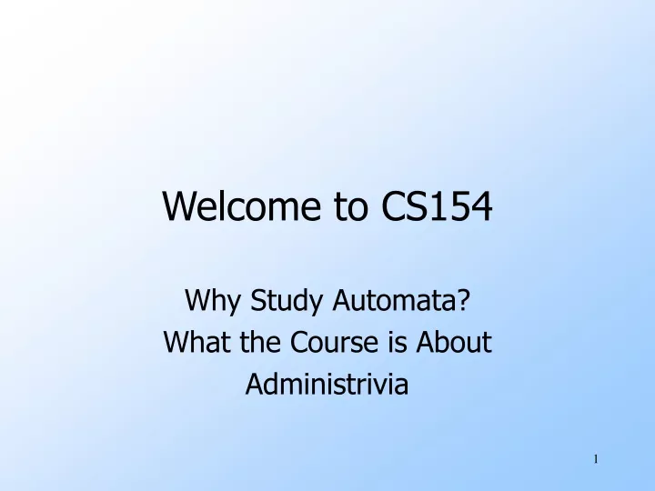 welcome to cs154