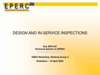 DESIGN AND IN-SERVICE INSPECTIONS