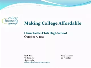 Making College Affordable Churchville-Chili High School October 5, 2016