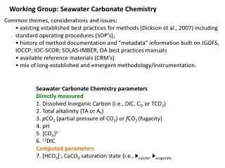 Working Group: Seawater Carbonate Chemistry