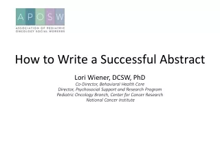 Presentation Overview:   Types of abstracts   Components of abstracts   Review criteria