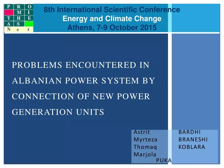 problems encountered in albanian power system by connection of new power generation units