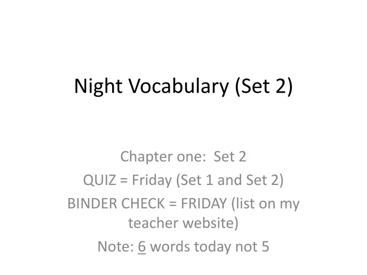 night vocabulary set 2