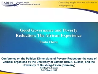 Good Governance and Poverty Reduction: The African Experience Fantu Cheru