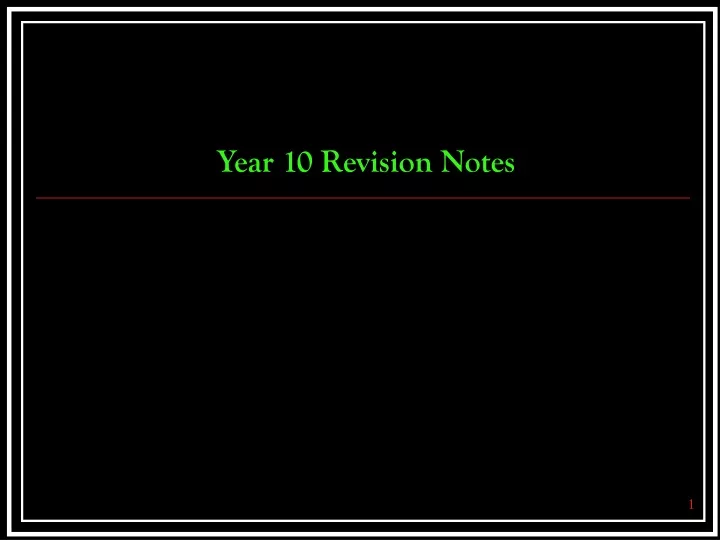 year 10 revision notes