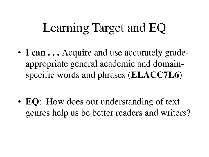 learning target and eq