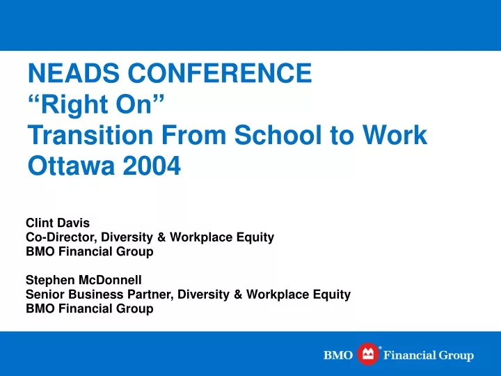 neads conference right on transition from school to work ottawa 2004