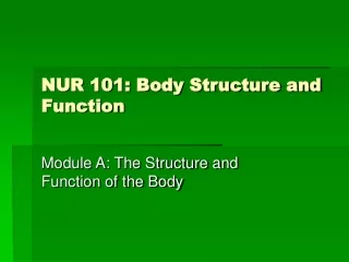 NUR 101: Body Structure and Function