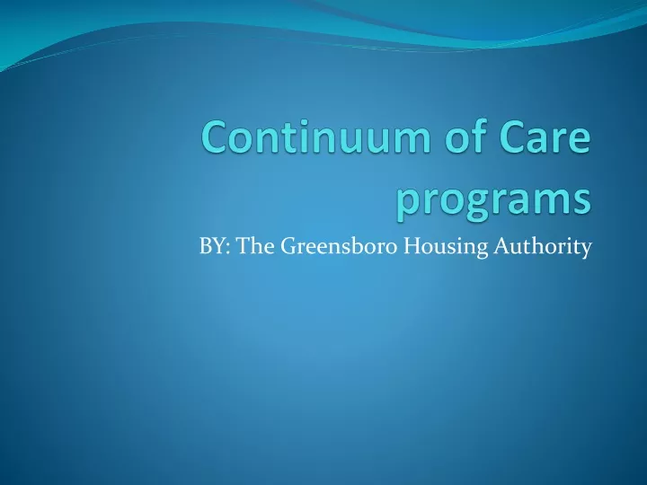 continuum of care programs
