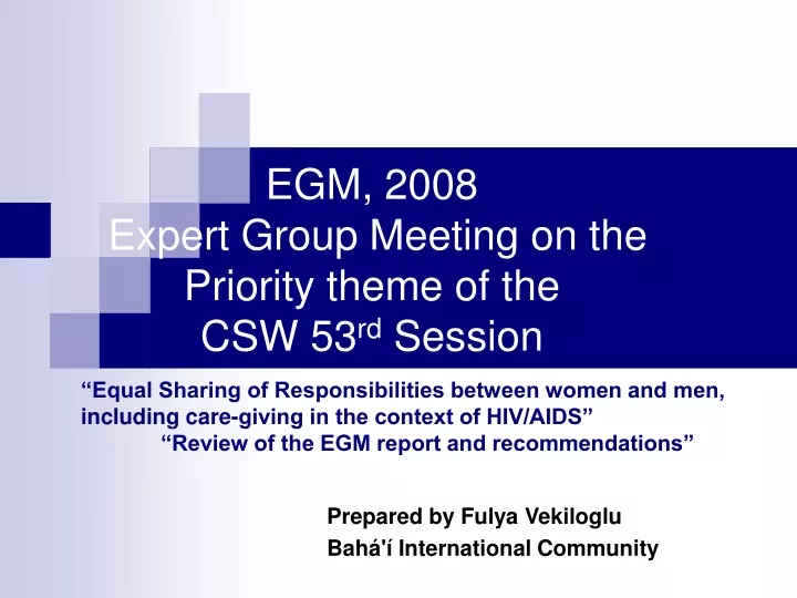 egm 2008 expert group meeting on the priority theme of the csw 53 rd session