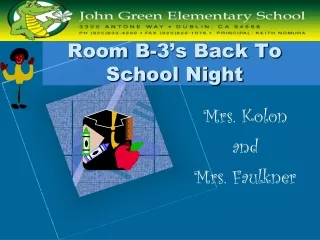 Room B-3’s Back To School Night
