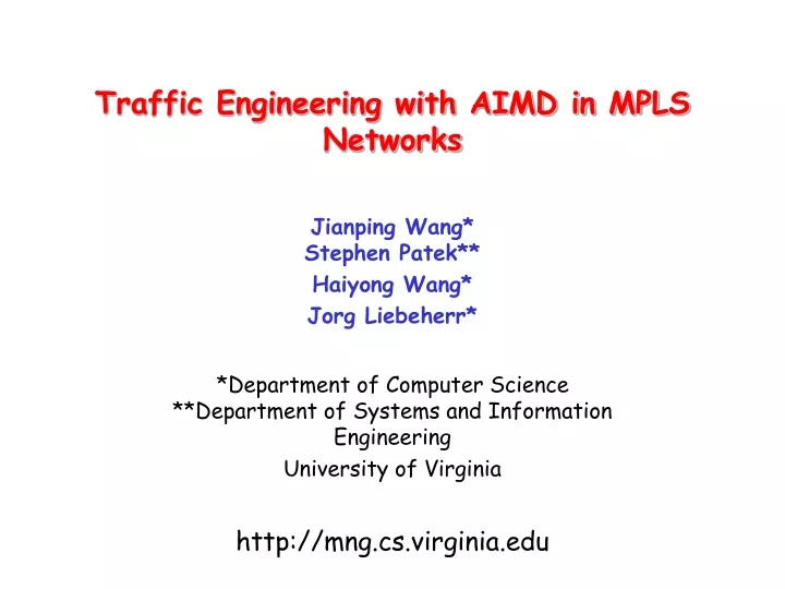 traffic engineering with aimd in mpls networks