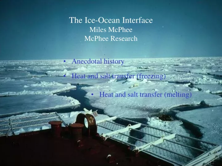 the ice ocean interface miles mcphee mcphee research