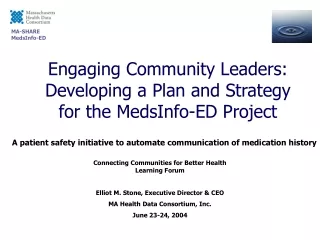 Engaging Community Leaders: Developing a Plan and Strategy for the MedsInfo-ED Project