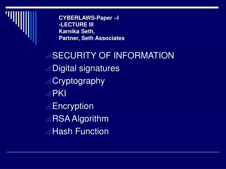 cyberlaws paper i lecture iii karnika seth