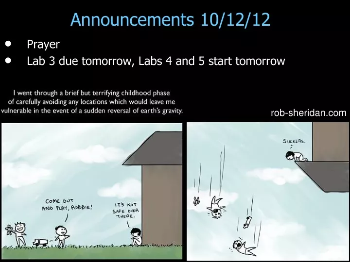 announcements 10 12 12