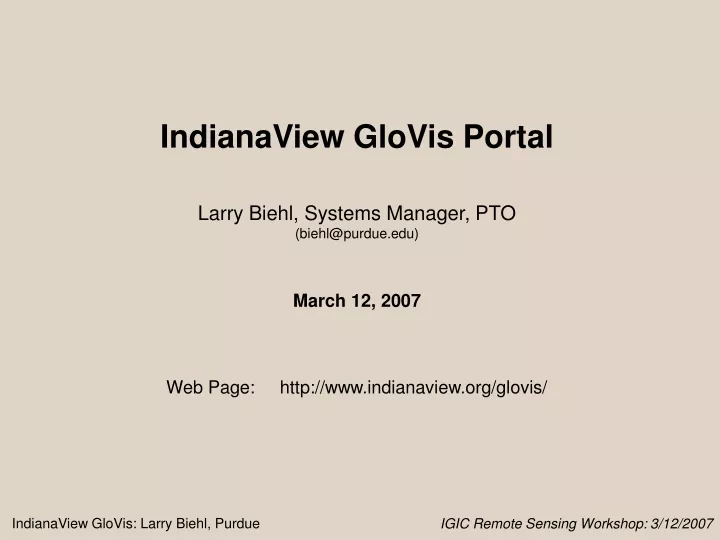 indianaview glovis portal larry biehl systems