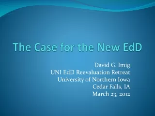 The Case for the New  EdD